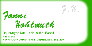 fanni wohlmuth business card